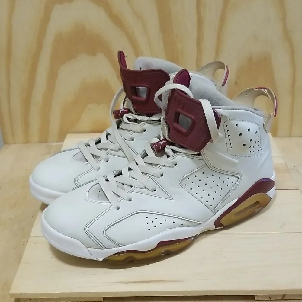 NIKE AIR JORDAN 6 RET RO OG BG OFF WHITE-MAROON SZ 11
